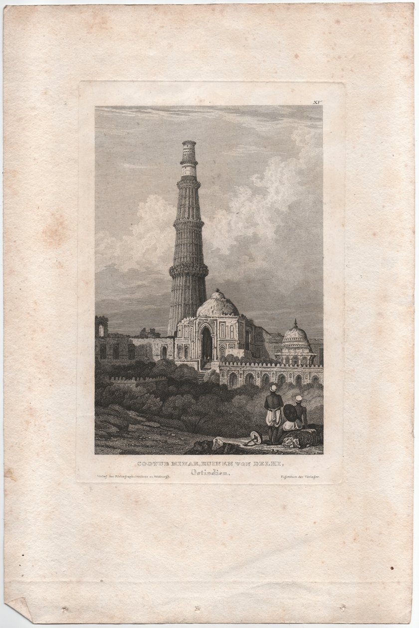 Cootub Minar, ruiny Delhi autorstwa Samuel Prout
