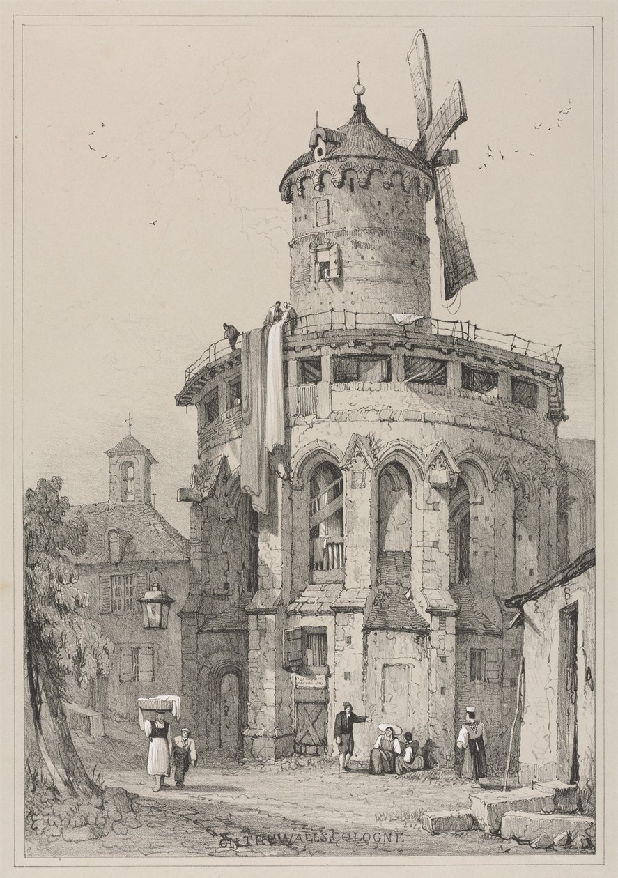 Faksymile szkiców wykonanych we Flandrii i Niemczech: Na ścianach, Kolonia, 1833. autorstwa Samuel Prout