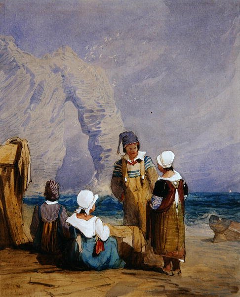 Figurki na plaży (akwarela na papierze) autorstwa Samuel Prout