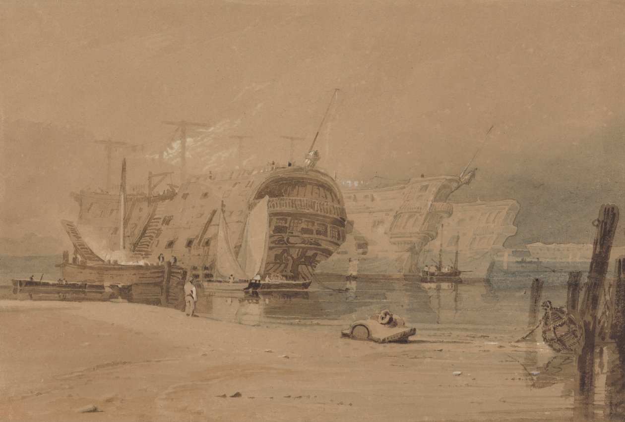 Hulki w Plymouth autorstwa Samuel Prout