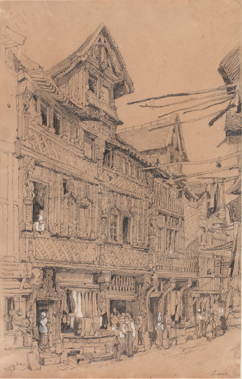 Stara ulica w Lisieux, ok. 1820 (akwarela na papierze) autorstwa Samuel Prout