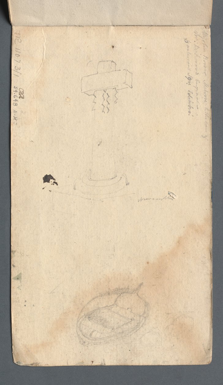 Sketchbook: Study of Cross and Rowboat (na tylnej okładce) autorstwa Samuel Prout