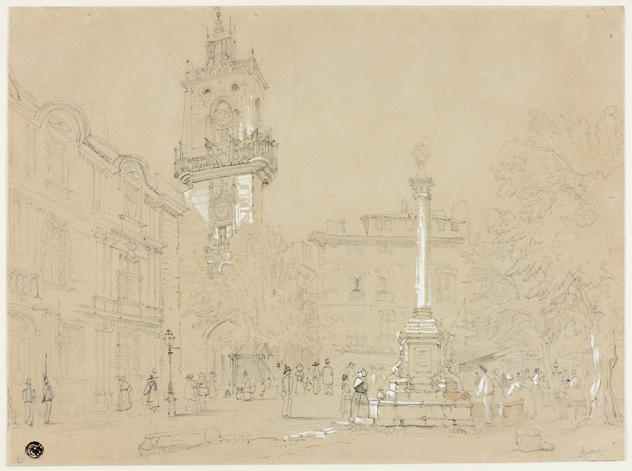 Plac w Aix-en-Provence autorstwa Samuel Prout