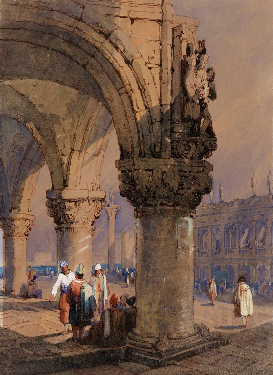 Kolumnada Pałacu Dożów, Wenecja autorstwa Samuel Prout