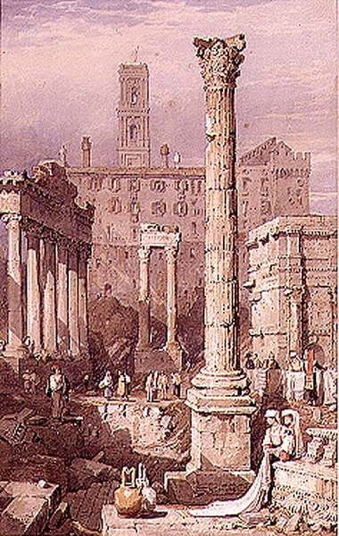 Forum, Rzym (akwarela, gwasz na papierze) autorstwa Samuel Prout