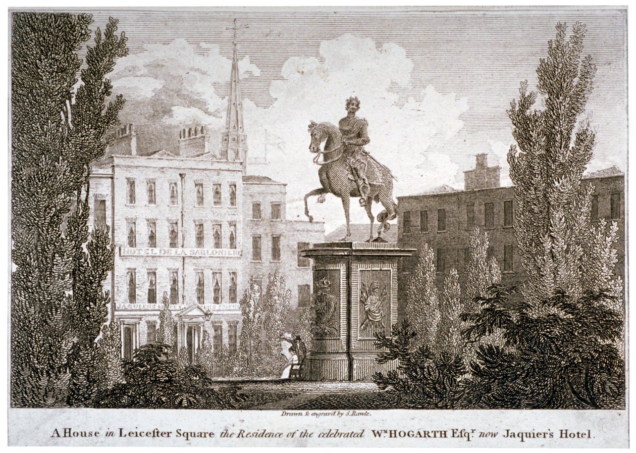 Leicester Square, Westminster, Londyn, c1805 autorstwa Samuel Rawle