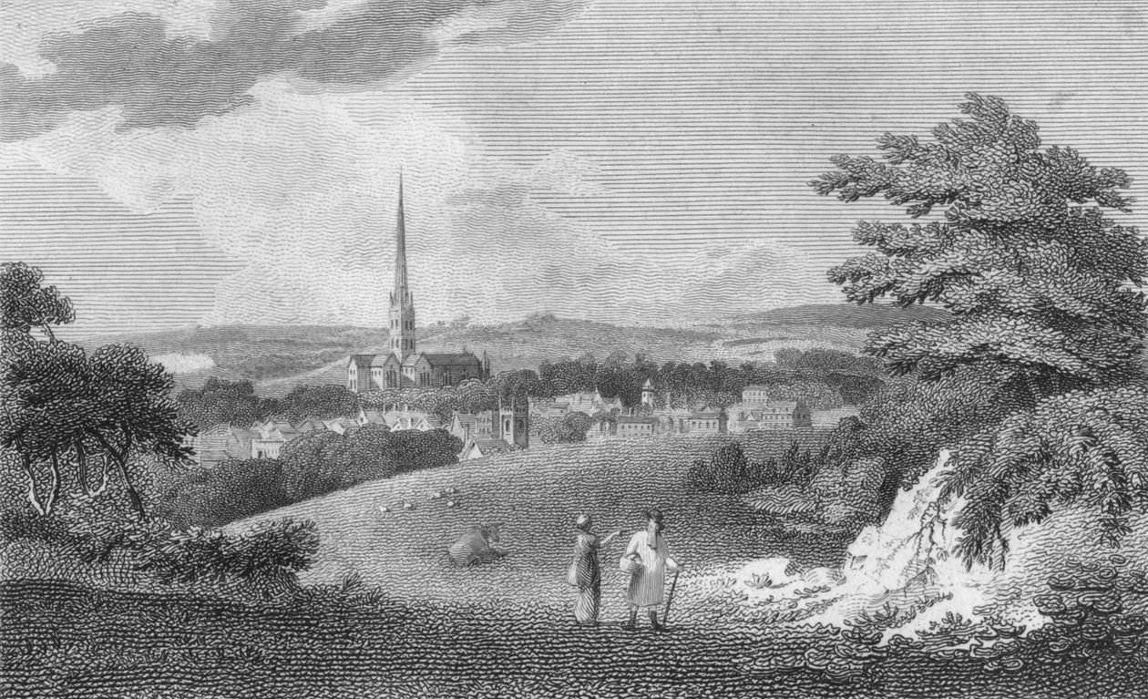 Salisbury, z London Road, 1805 autorstwa Samuel Rawle