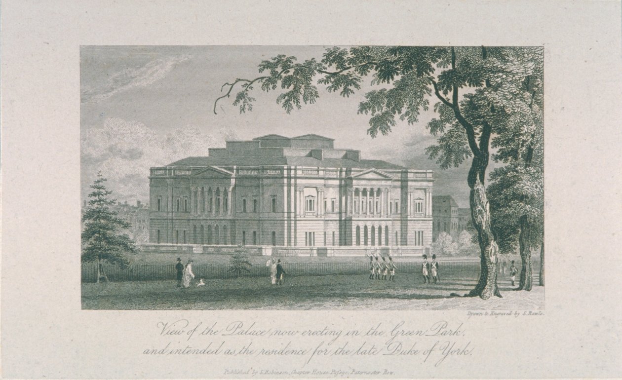 Widok na York House i Green Park, ok. 1800 autorstwa Samuel Rawle