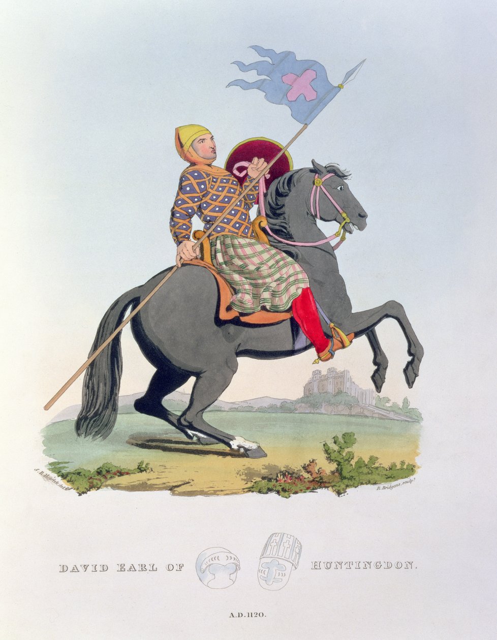 David, hrabia Huntingdon (1084-1153) 1120, wyryty przez Richarda. H. Bridgensa (fl.1824-38) z Ancient Armour, napisany przez artystę, 1824 autorstwa Samuel Rush Meyrick