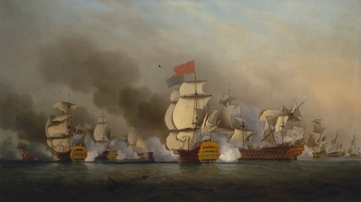 Vitória do vice-almirante Sir George Anson ao largo do Cabo Finisterrepolish autorstwa Samuel Scott
