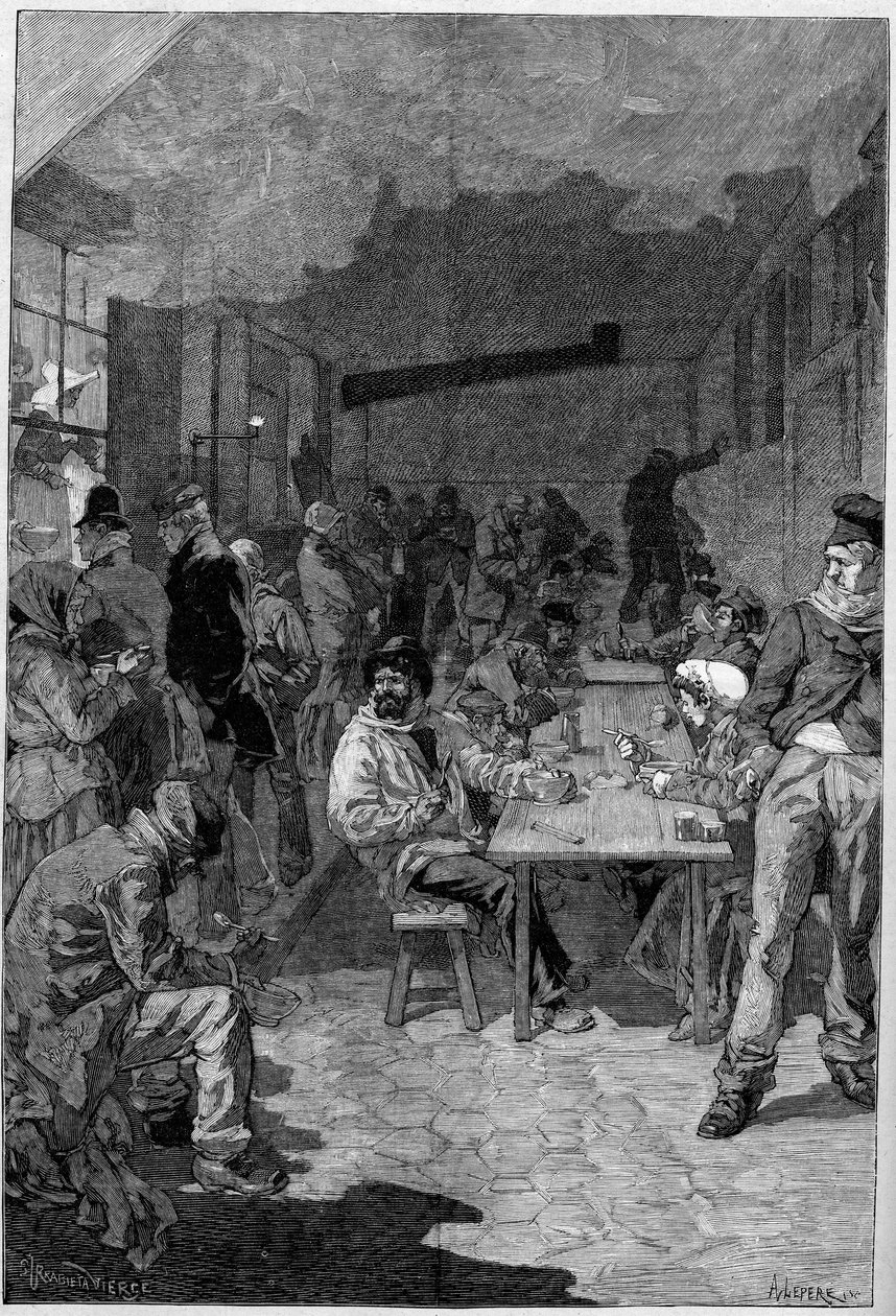 Widok pieca Societe filanthropique de la rue de Sevres, gdzie biedni Paryżanie przychodzą na posiłek autorstwa Samuel Urrabieta