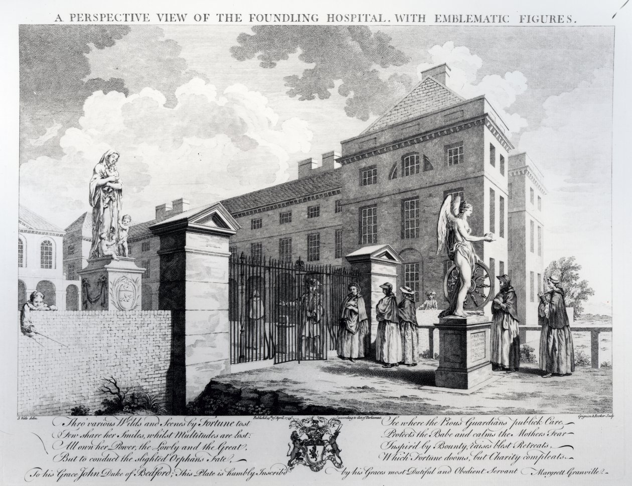 Perspektywiczny widok szpitala Foundling, grawerowany przez Edwarda Rookera, 1749 autorstwa Samuel Wale