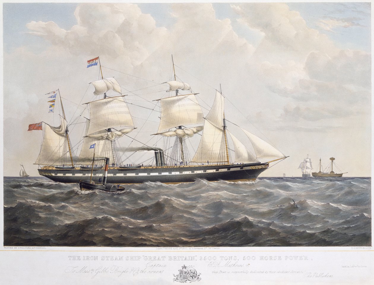 Żelazny statek parowy "Great Britain", 3500 ton, 500 koni mechanicznych autorstwa Samuel Walters