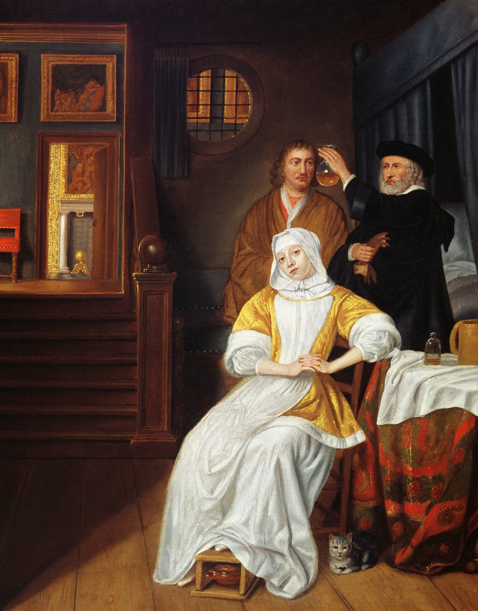 Lekarz odwiedza młodą damę w sypialni autorstwa Samuel van Hoogstraten