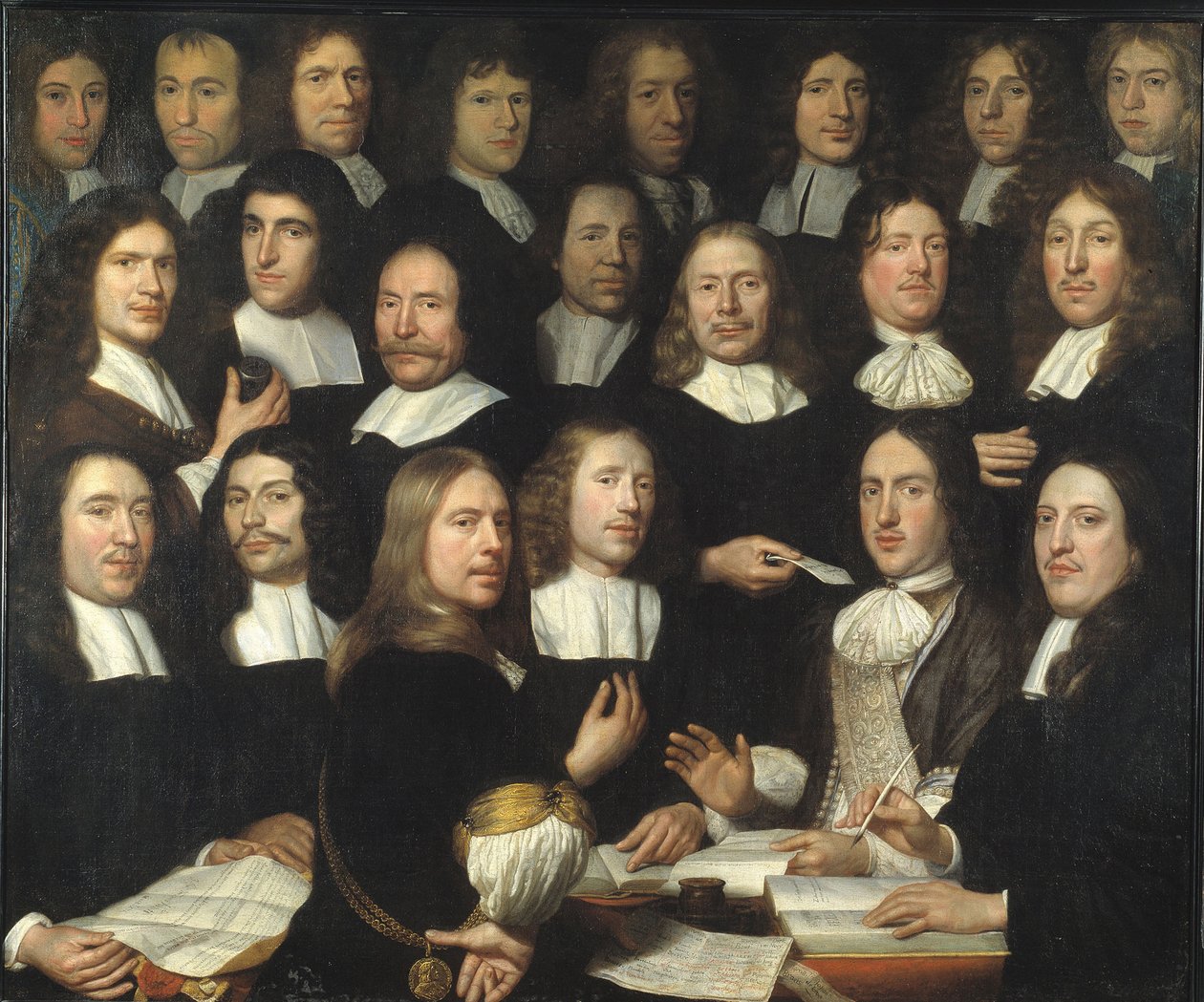 Portret grupowy mistrzów mennic z Dordrechtu (Portrait de groupe des maitres et des officers de la monnaie de Dordrecht) - Peinture de Samuel Dirksz van Hoogstraten (1627-1678) - 1674 - Olej na płótnie - 139,5x166 - Muzeum Dordrechtu autorstwa Samuel van Hoogstraten