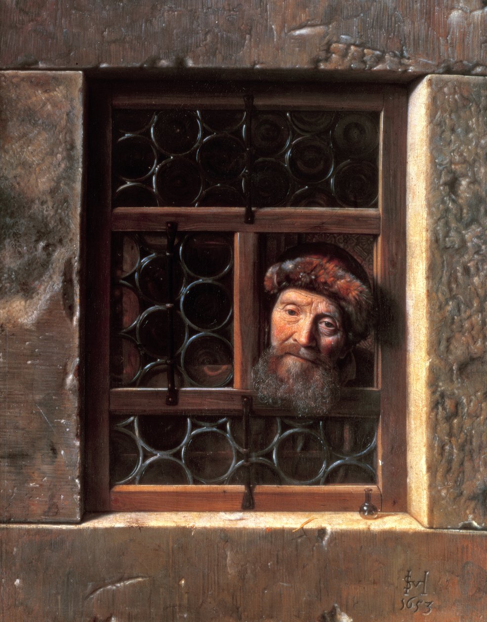 Mężczyzna przy oknie, 1653 autorstwa Samuel van Hoogstraten