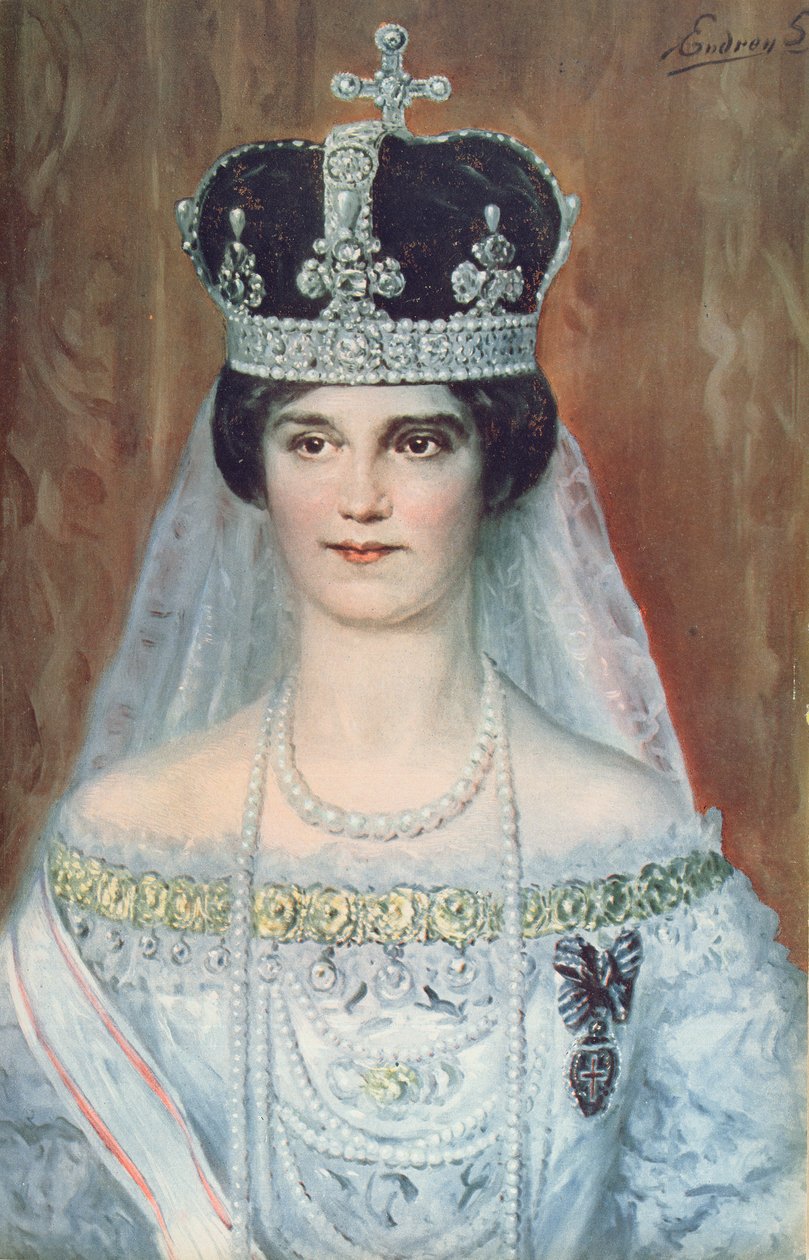 Portret koronacyjny Zity de Bourbon-Parme jako królowej Węgier, 1917 autorstwa Sandor Endrey