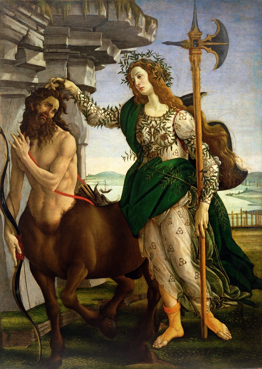 Atena i centaur, ok. 1480 (tempera na panelu) autorstwa Sandro Botticelli