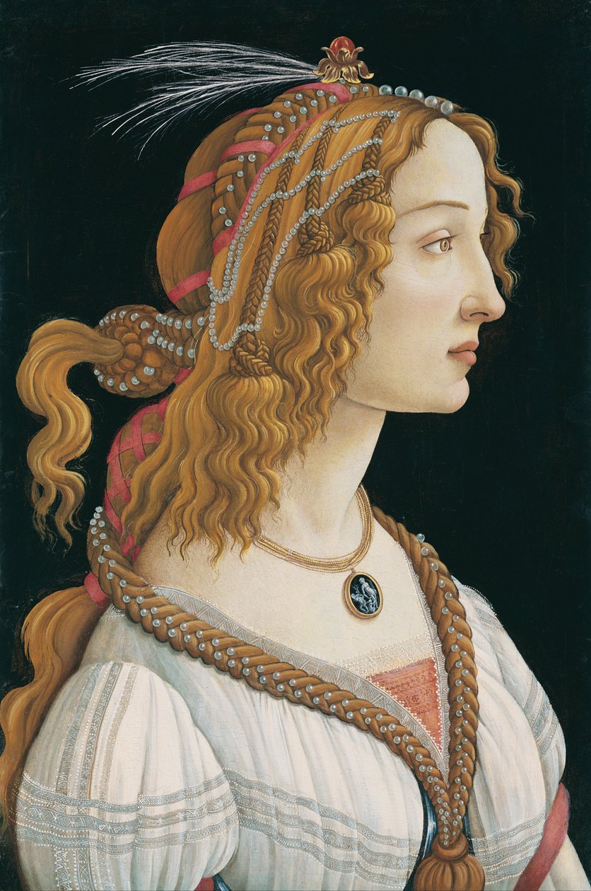 Wyidealizowany portret damy (Portret Simonetty Vespucci jako Nimfy) autorstwa Sandro Botticelli