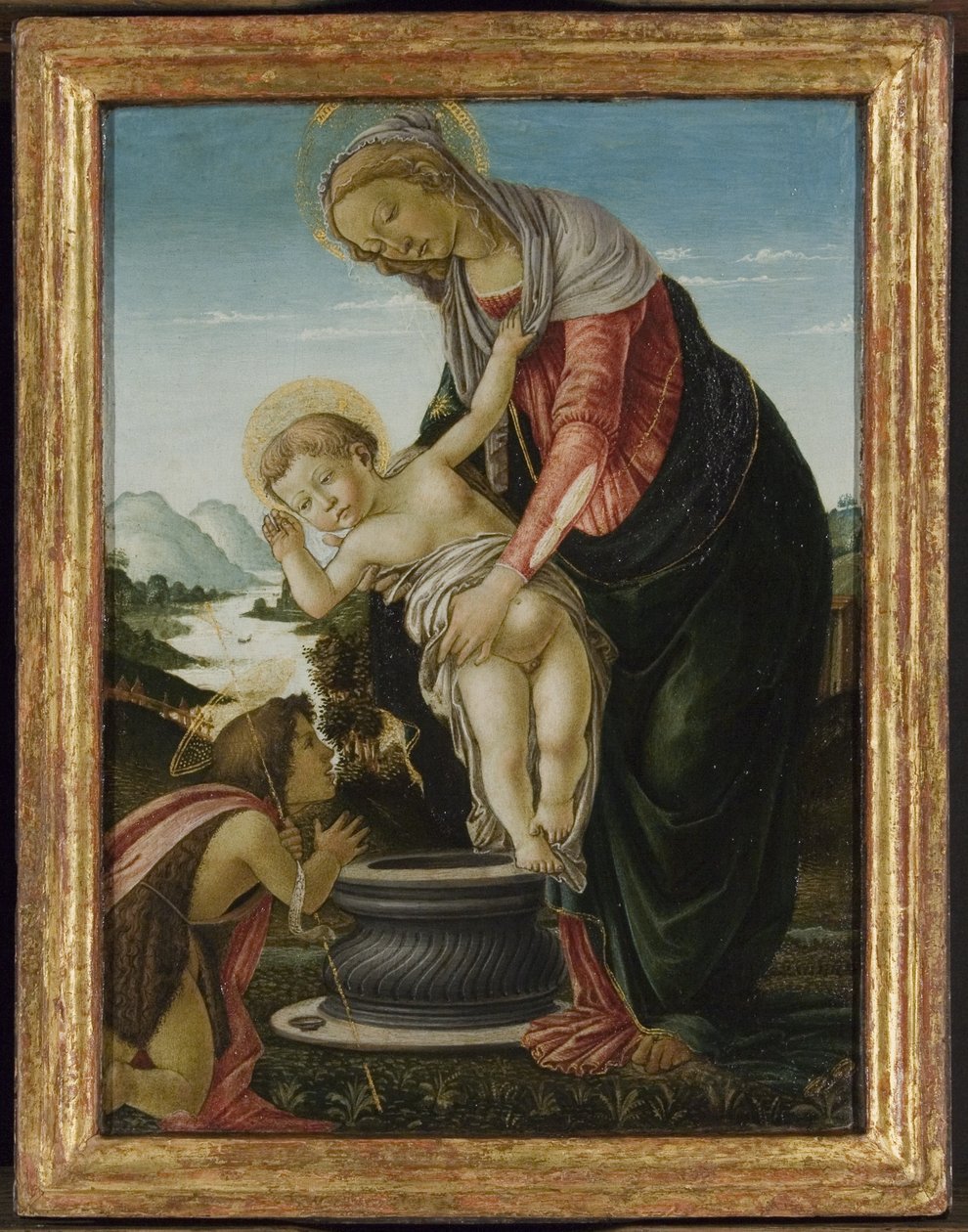 Madonna z Dzieciątkiem z młodym Janem Chrzcicielem (tempera i złoto na panelu) autorstwa Sandro Botticelli