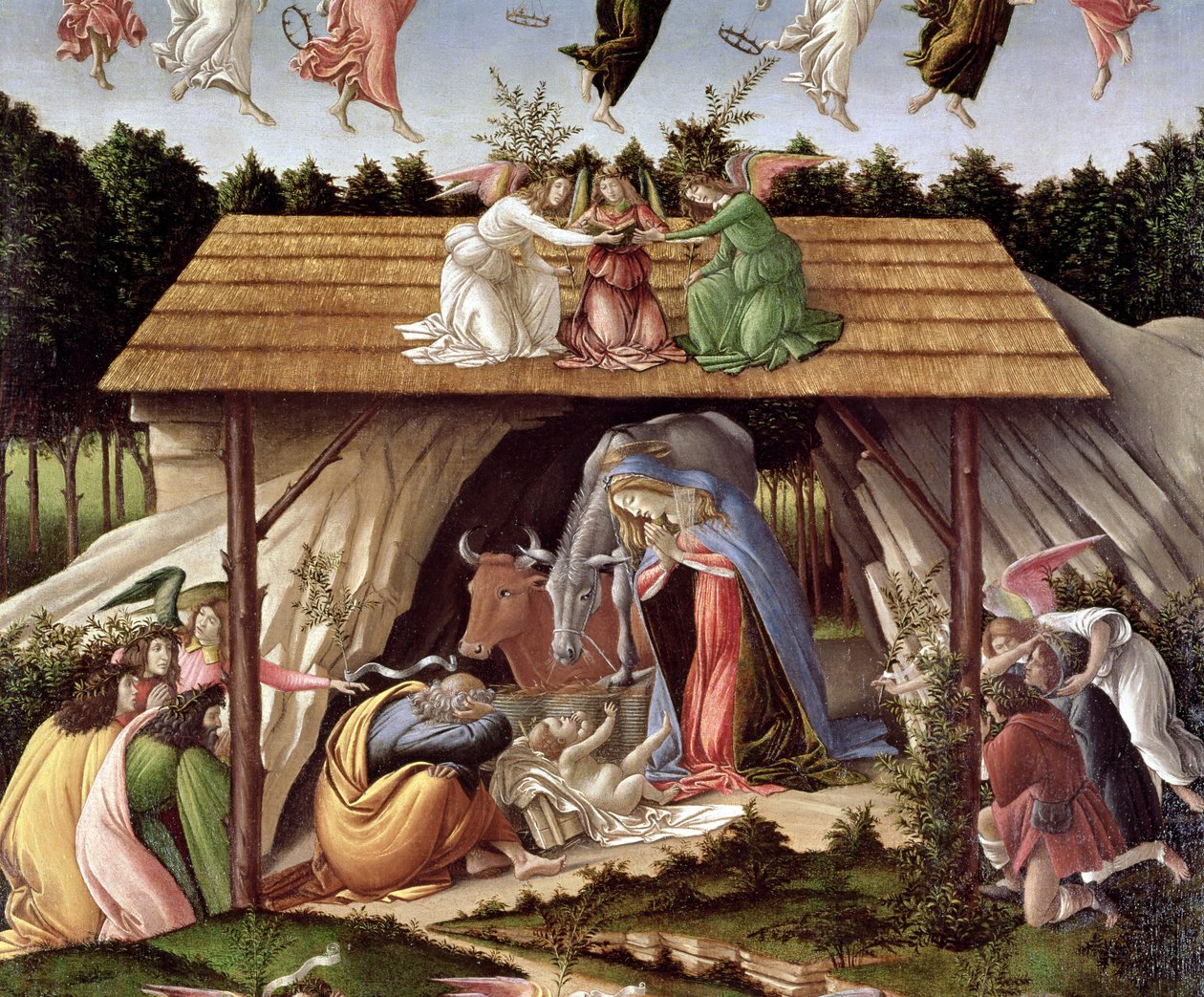 Mistyczna szopka, 1500 (szczegół) autorstwa Sandro Botticelli