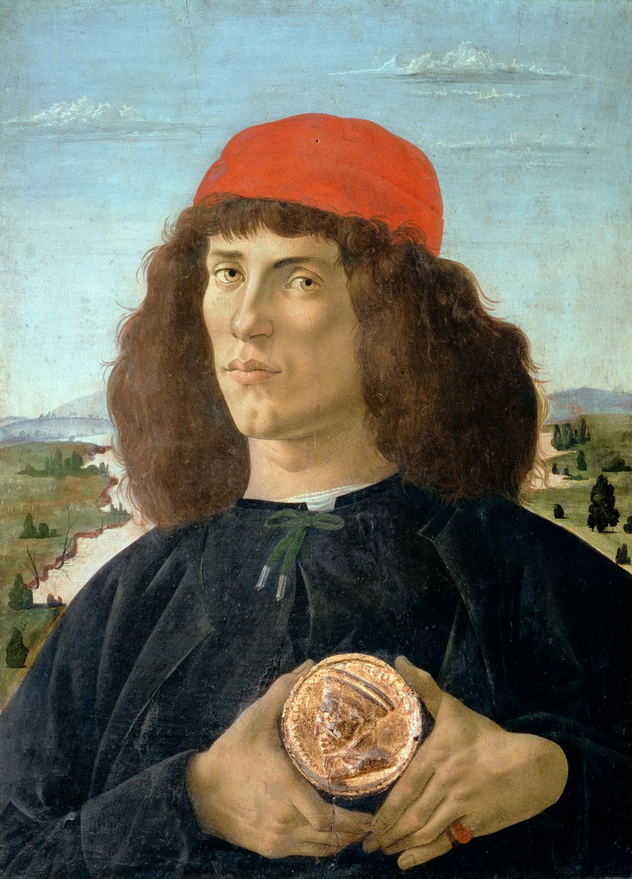 Portret młodego mężczyzny trzymającego medalion Cosimo I de