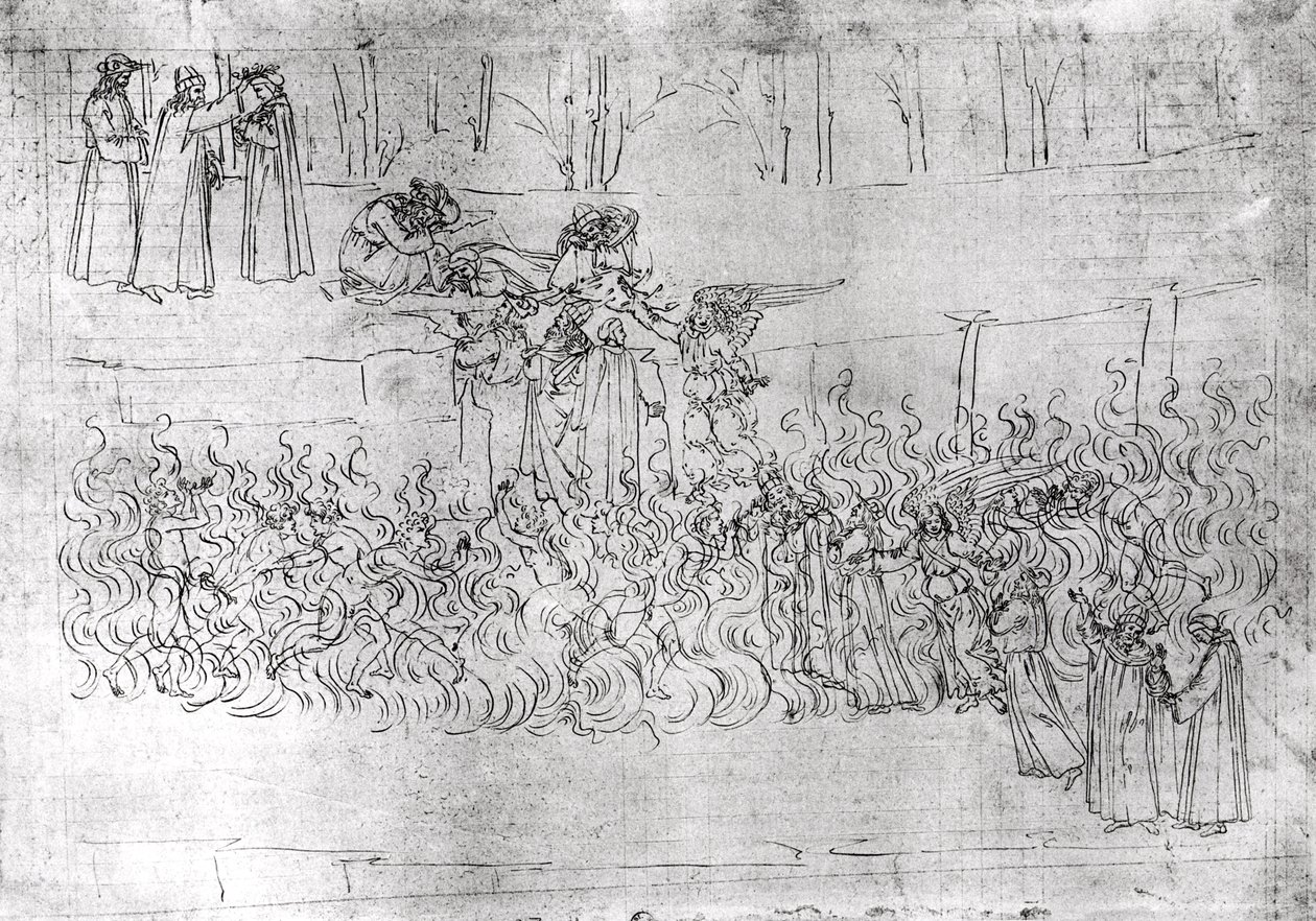 Czyściec, z „Boskiej komedii” Dantego Alighieri (1265-1321) ok. 1480 autorstwa Sandro Botticelli