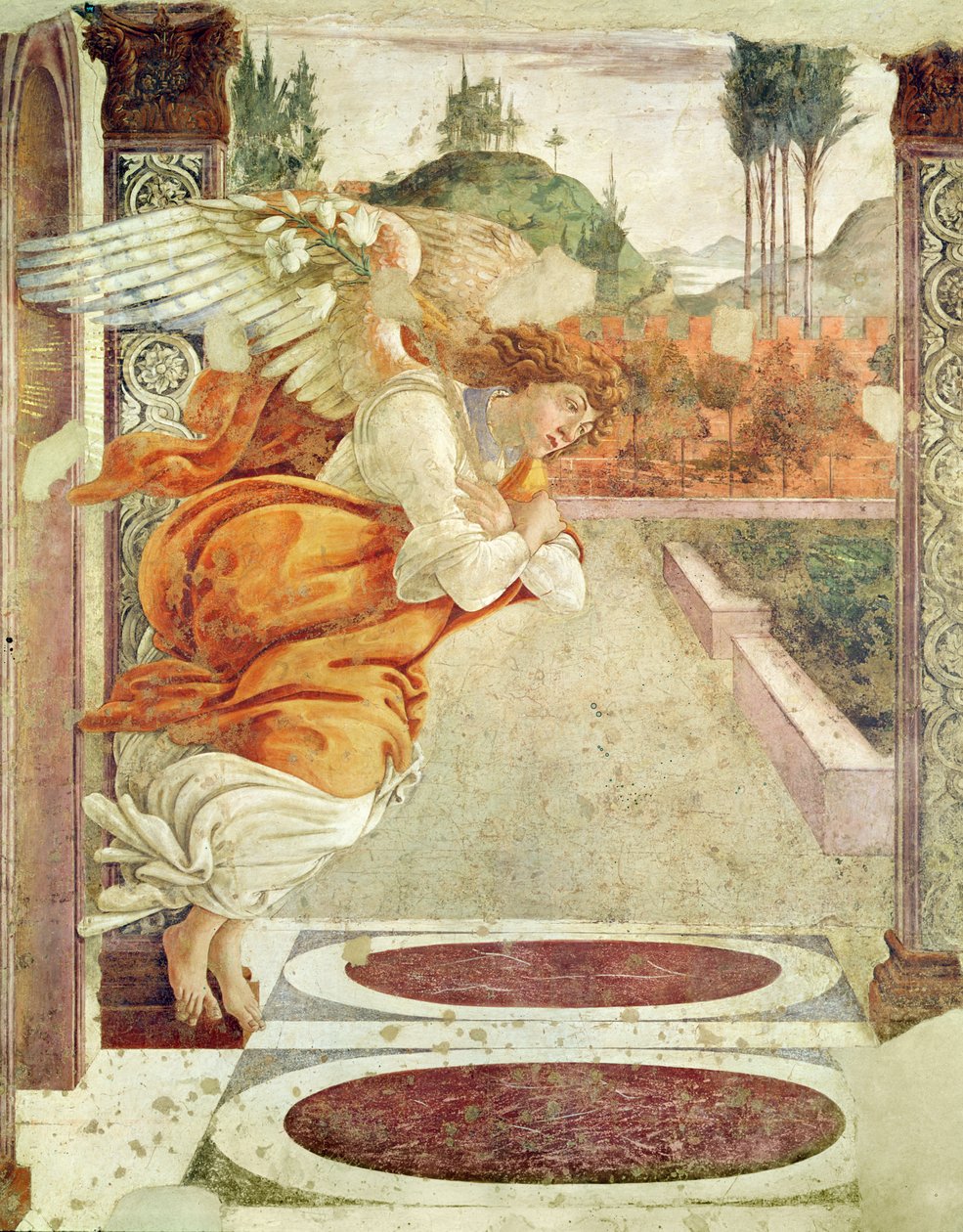 Zwiastowanie (część lewa), 1481 r. autorstwa Sandro Botticelli