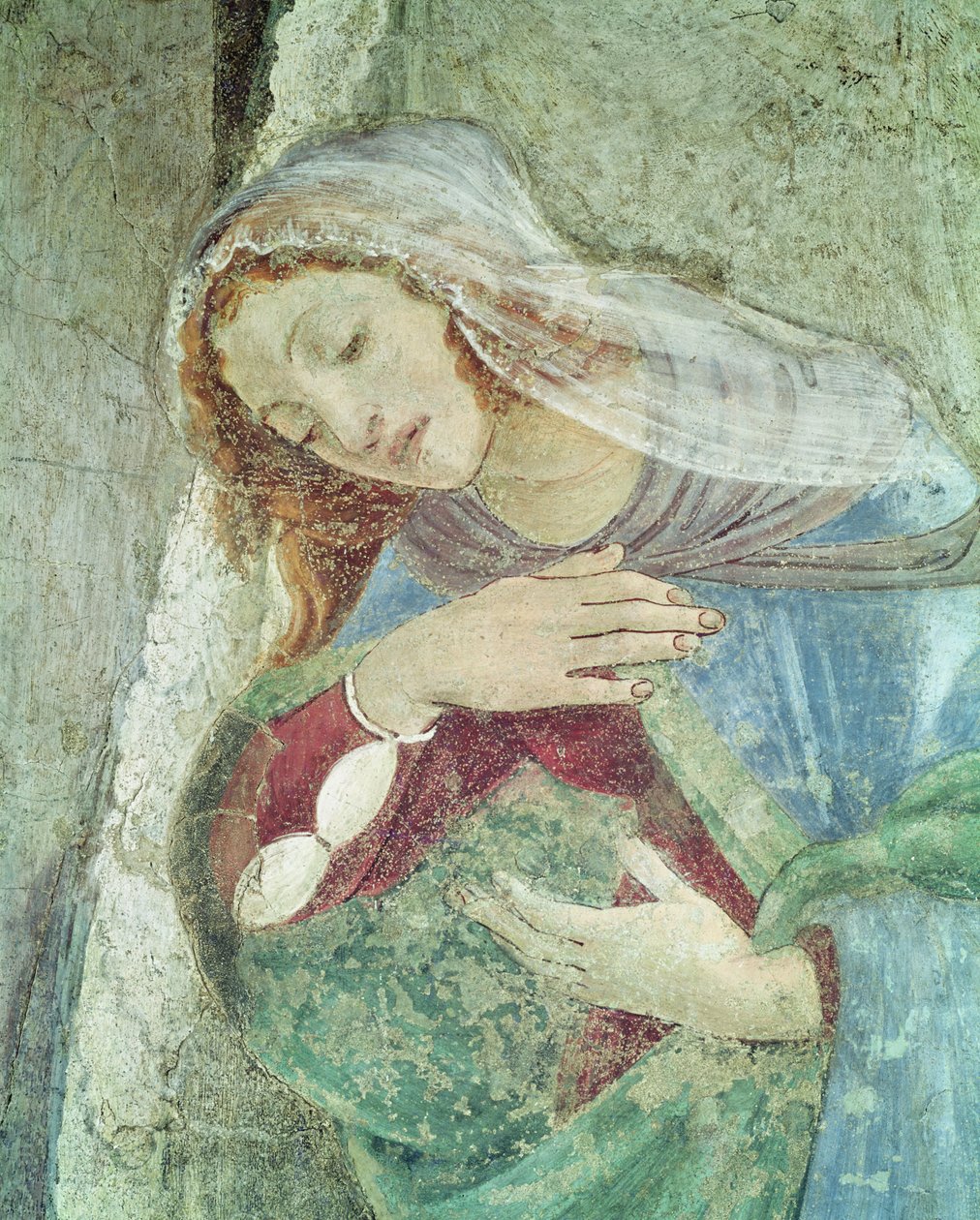Szczegół Zwiastowania Najświętszej Marii Panny, fresk z ok. 1445 r autorstwa Sandro Botticelli