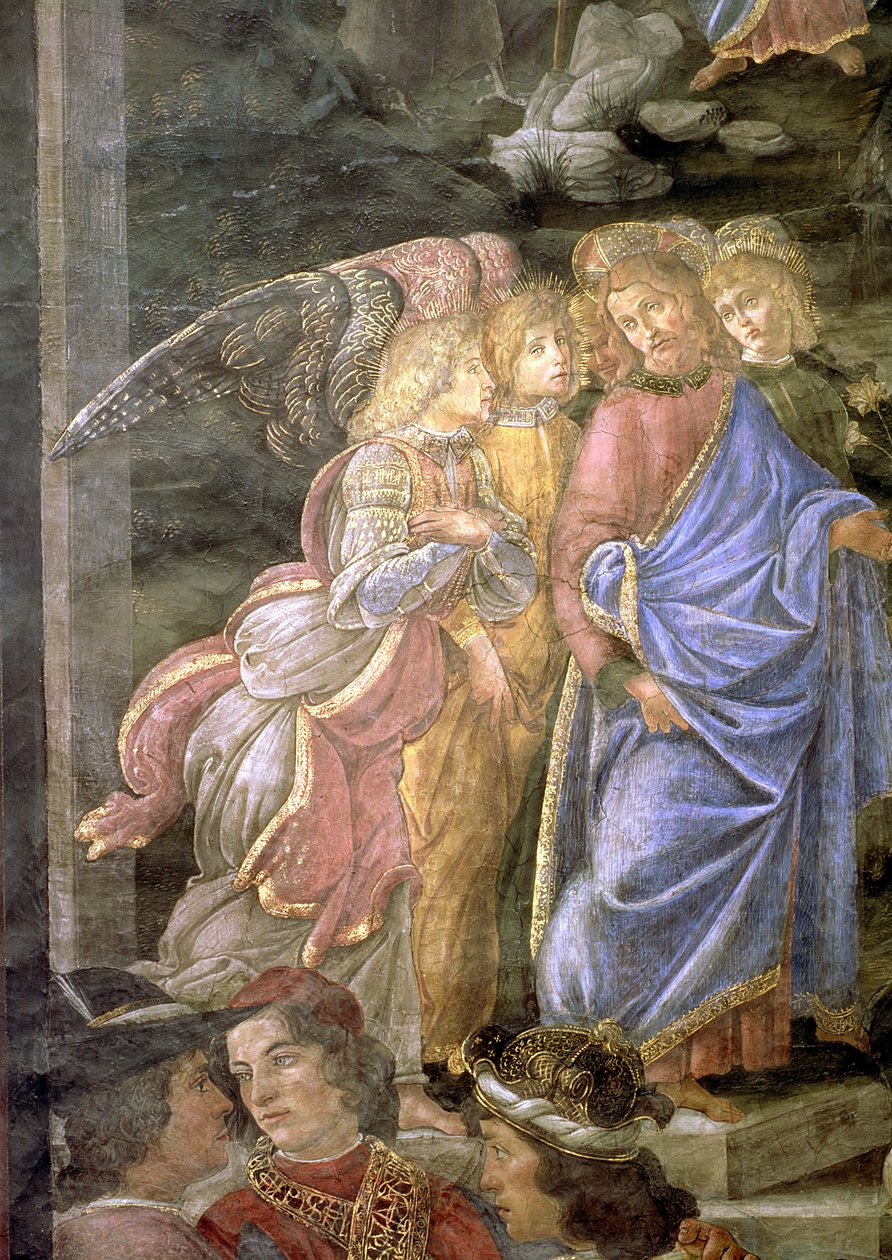 Oczyszczenie trędowatego i kuszenie Chrystusa, z Kaplicy Sykstyńskiej, 1481 (więcej) autorstwa Sandro Botticelli