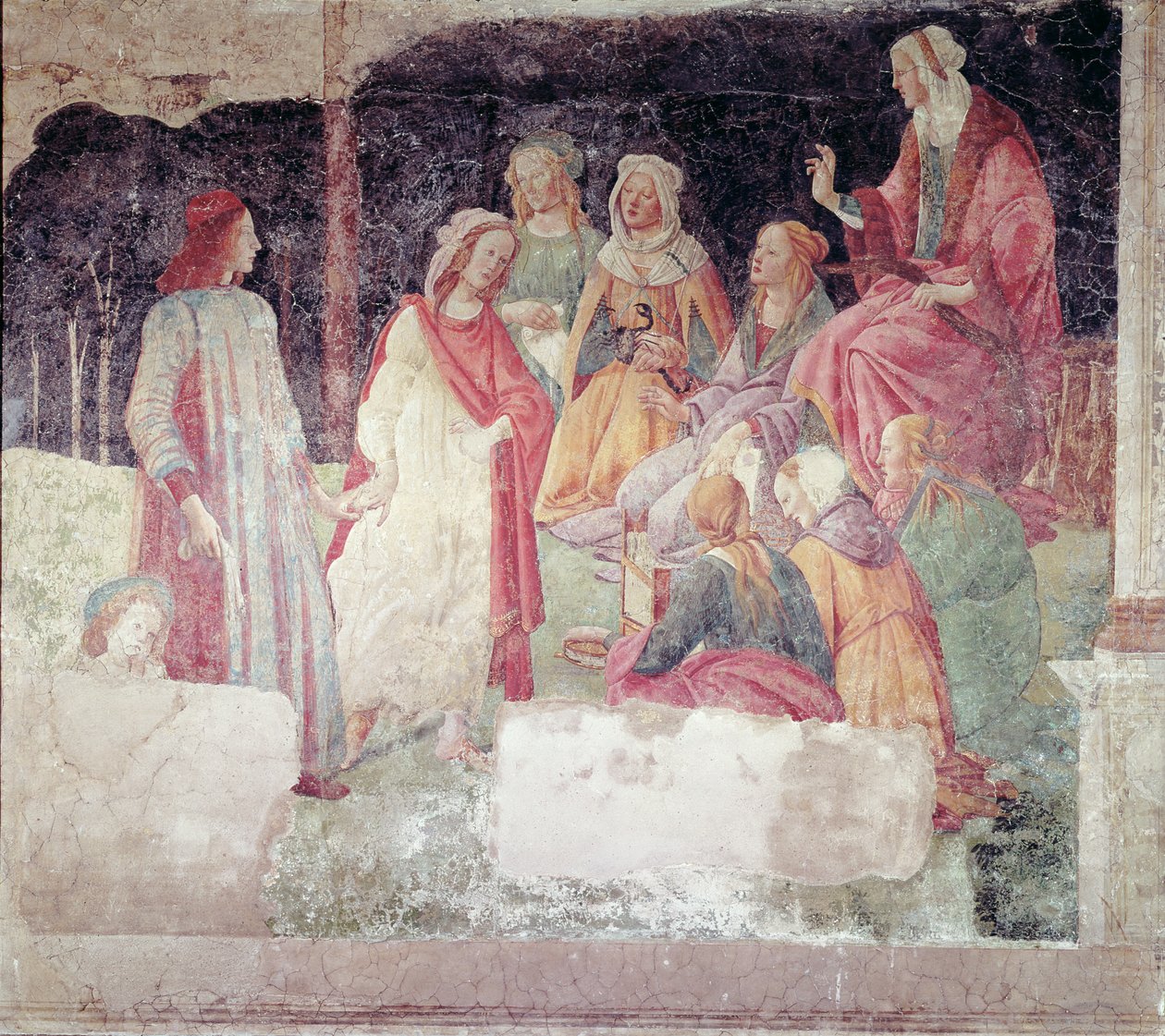 Młody człowiek witany przez siedem sztuk wyzwolonych, z Villa Lemmi autorstwa Sandro Botticelli