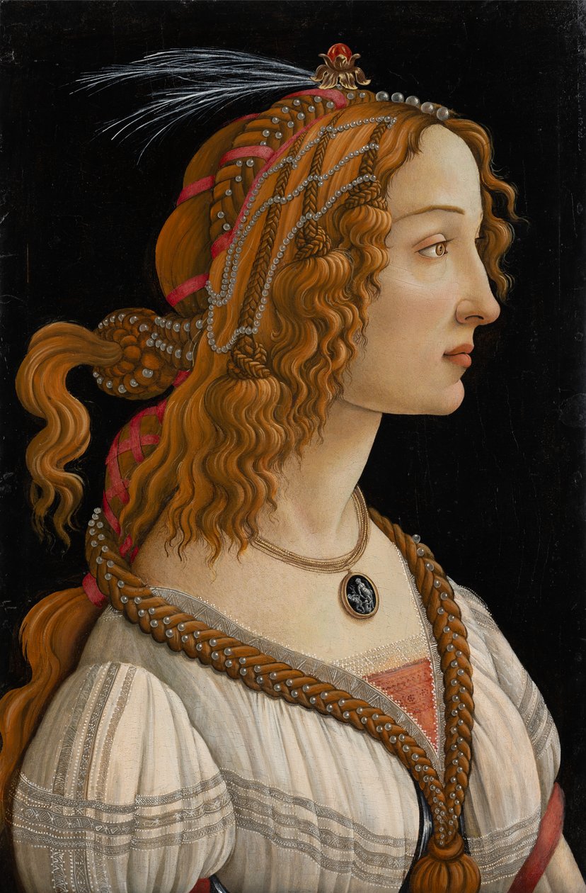 Wyidealizowany portret damy (Portret Simonetty Vespucci jako nimfy), ok. 1480-85 (tempera i olej na desce) autorstwa Sandro (1444/5 1510) Botticelli