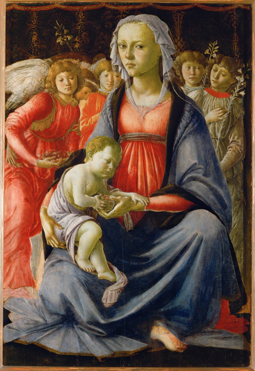 Madonna z Dzieciątkiem i pięcioma aniołami. Olej MI 478 ... autorstwa Sandro Botticelli