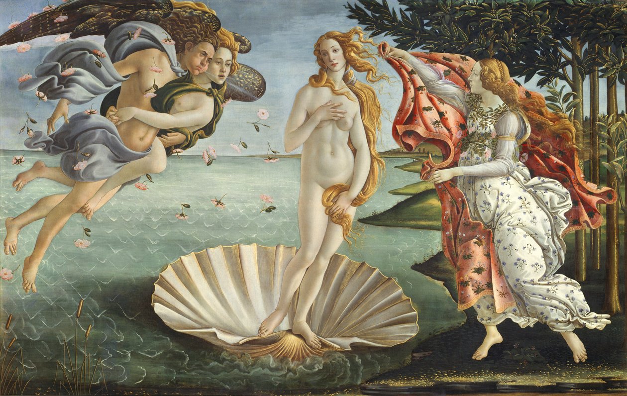 Narodziny Wenus, ok. 1485 (tempera na płótnie) autorstwa Sandro (1444/5 1510) Botticelli
