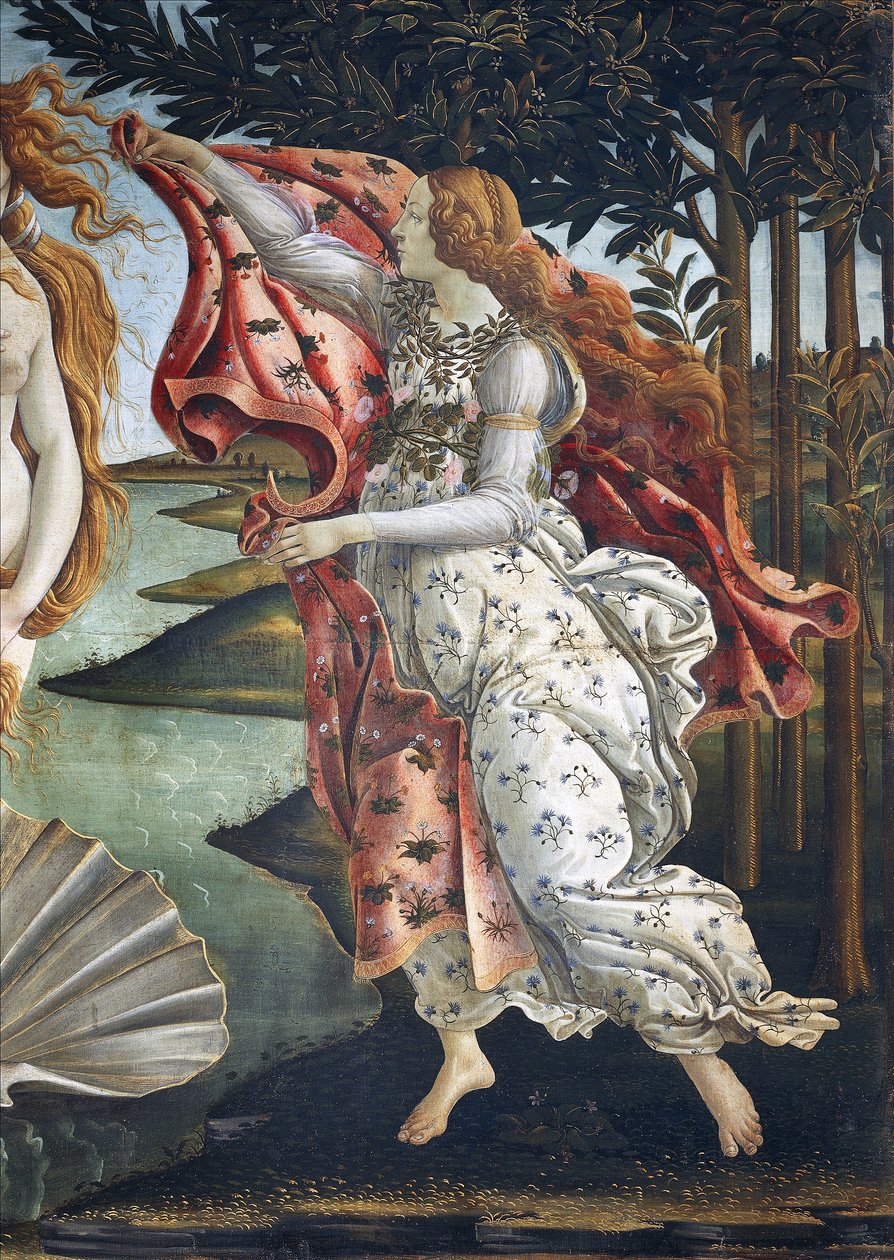 Narodziny Wenus (fragment) - Tempera na płótnie autorstwa Sandro Botticelli
