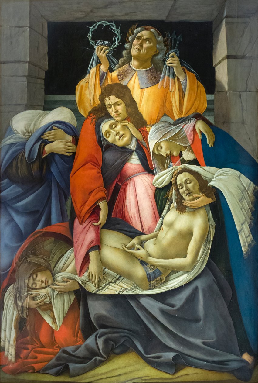 Zmarły Chrystus opłakiwał autorstwa Sandro Botticelli
