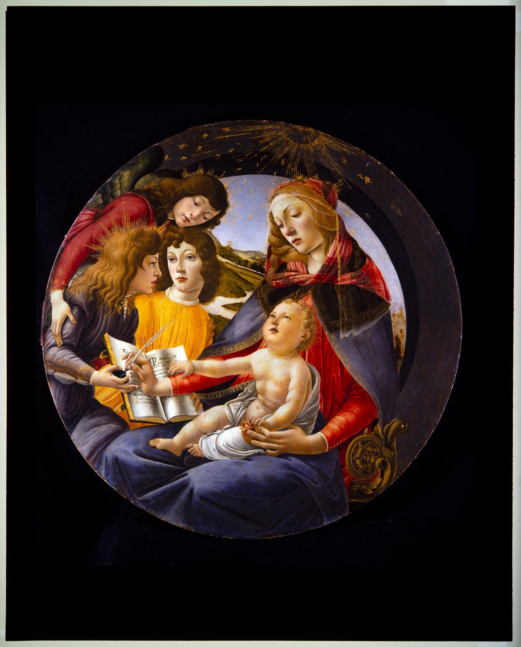 Dziewica z Dzieciątkiem i trzema aniołami, zwana także Madonną Magnificat (panel) autorstwa Sandro (1444/5 1510) Botticelli
