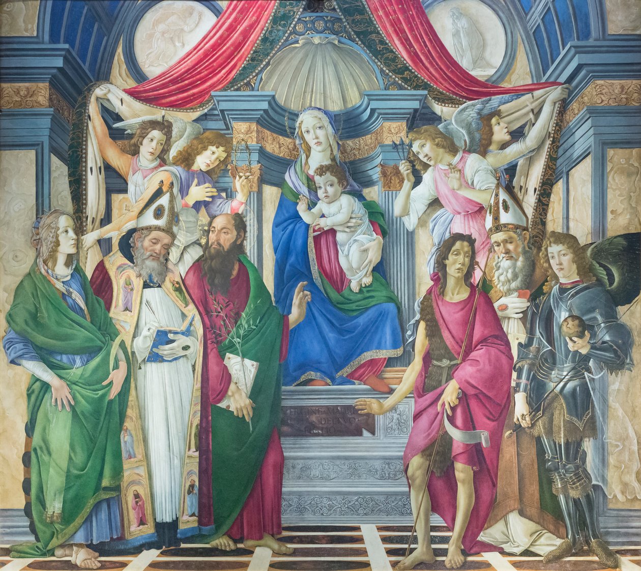 Madonna z Dzieciątkiem na tronie ze świętymi autorstwa Sandro Botticelli