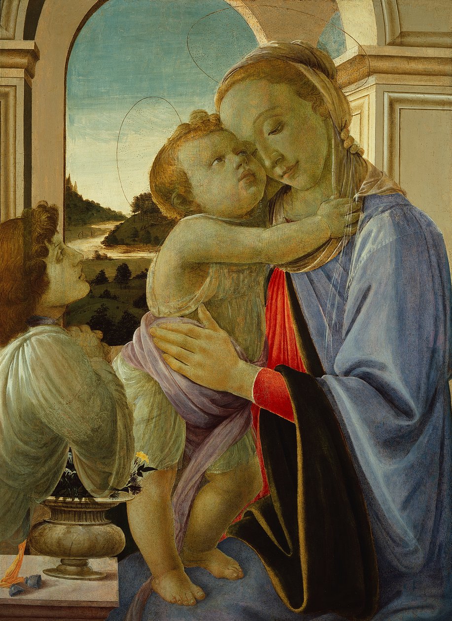 Madonna z Dzieciątkiem i adorującym aniołem, ok. 1468 (tempera na panelu) autorstwa Sandro Botticelli