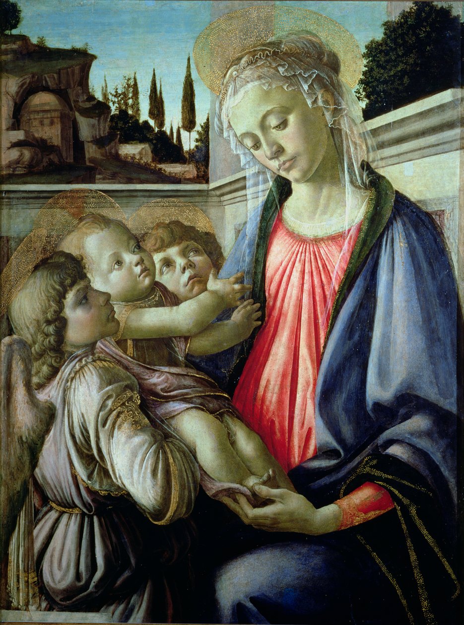 Madonna i Dzieciątko z aniołkami (tempera na panelu) autorstwa Sandro Botticelli