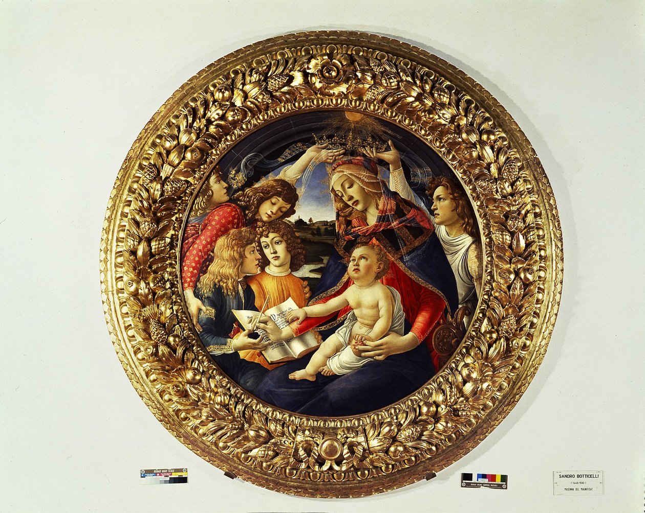 Madonna Magnificat i pięciu aniołów (tondo) - 1481-1483 autorstwa Sandro Botticelli