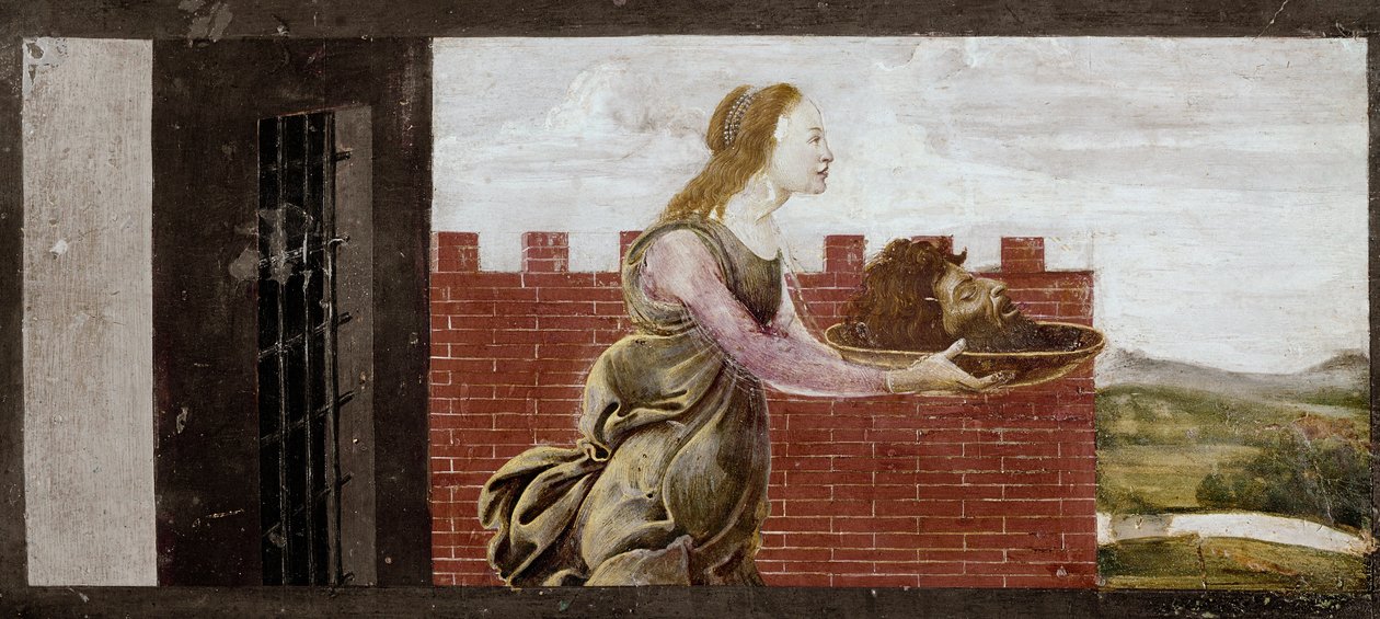 Salome trzymająca głowę św. Jana Chrzciciela. Fragment ołtarza św Barnaby (Tempera na drewnie) autorstwa Sandro Botticelli