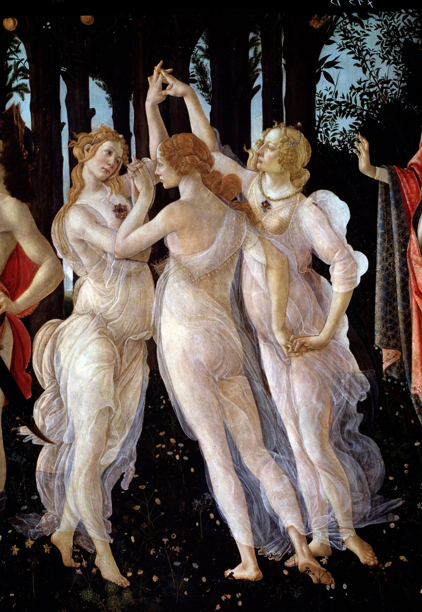 Wiosna. Szczegół Trzech Gracji (malarstwo autorstwa Sandro Botticelli