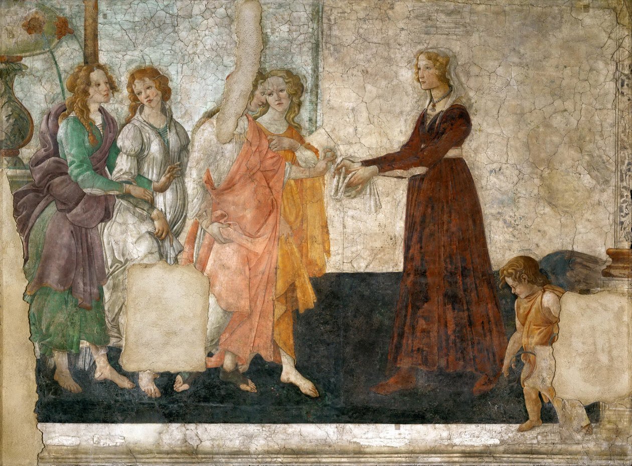 Venus and the Three Graces oferuje prezenty dla młodej dziewczyny autorstwa Sandro Botticelli