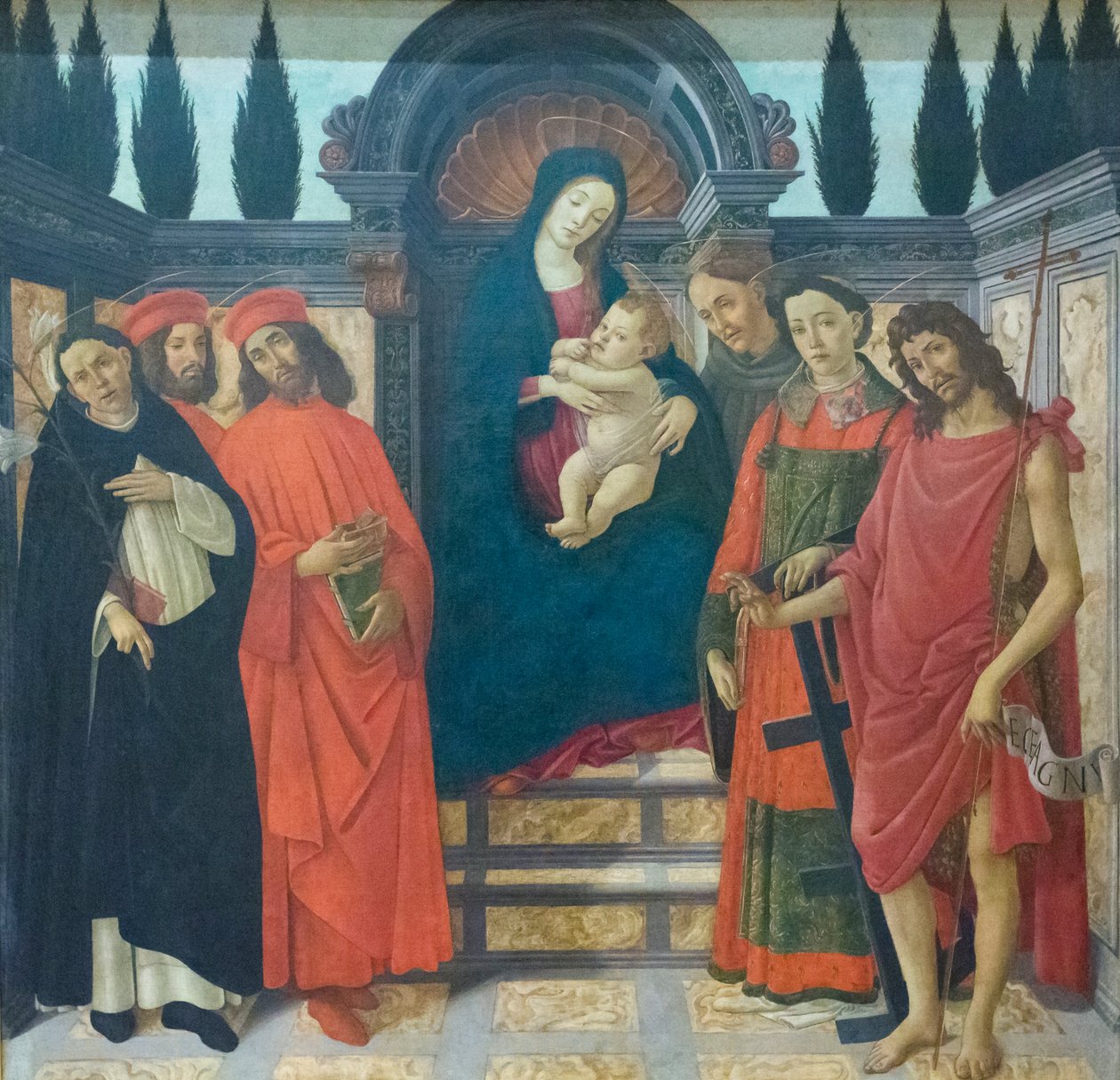 Madonna z Dzieciątkiem ze świętymi, ok. 1497 (olej na płótnie) autorstwa Sandro (and workshop) Botticelli