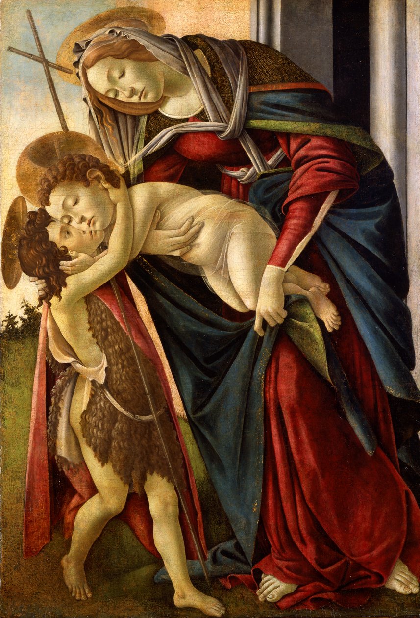 Madonna z Dzieciątkiem Św. Jan ok. 1490 (tempera) autorstwa Lancelot Volders