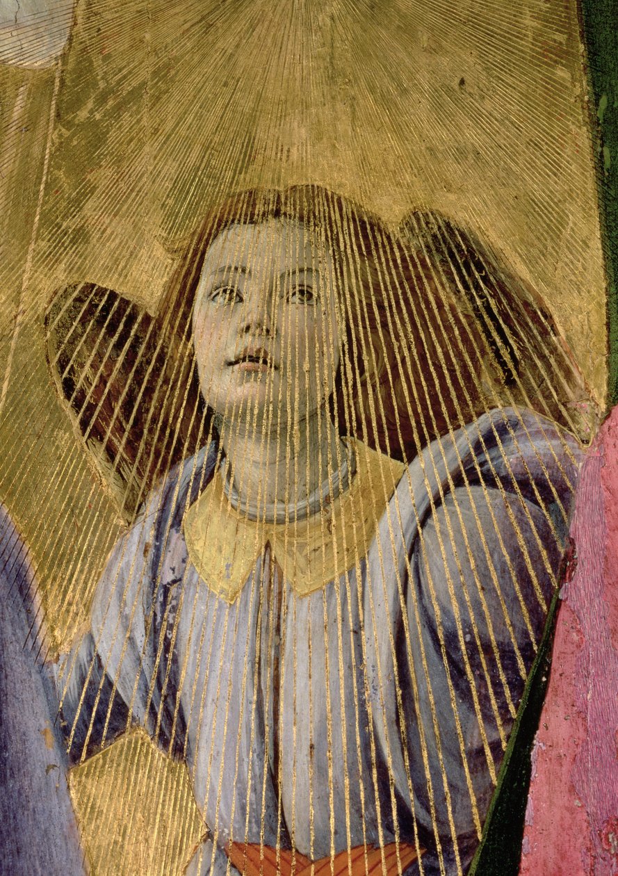 Anioł, z Koronacji Marii, ok. 1488-90 tempera na detalu z płyty z 44363 autorstwa Sandro Botticelli
