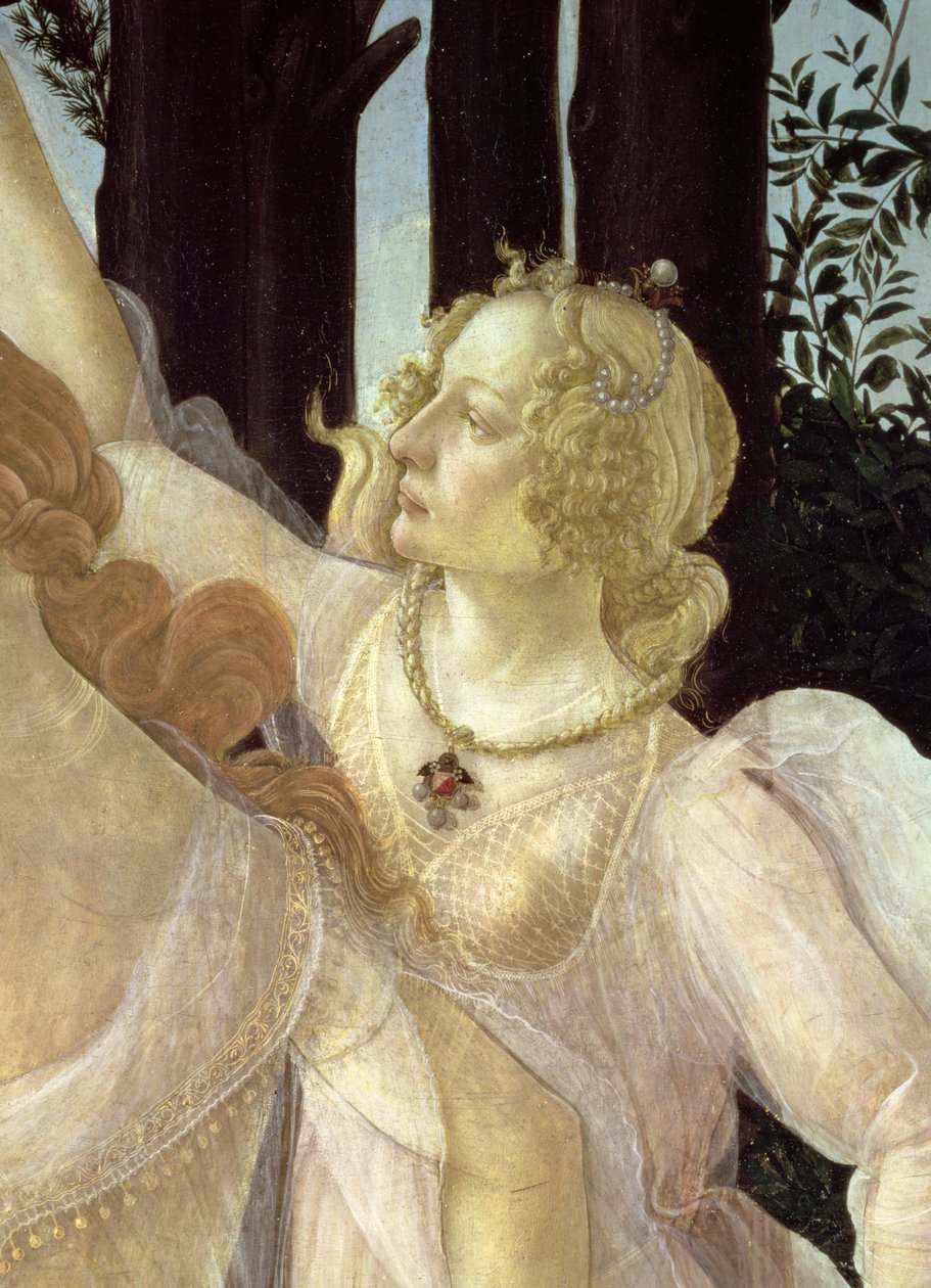 Detal jednej z Trzech Gracji, z tempery Primavery na detalu panelu z 558 autorstwa Sandro Botticelli