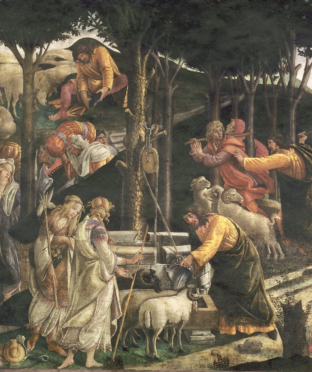 Fragment Młodości Mojżesza, w Kaplicy Sykstyńskiej, fresk z 1481 r. zob. też 80051 autorstwa Sandro Botticelli
