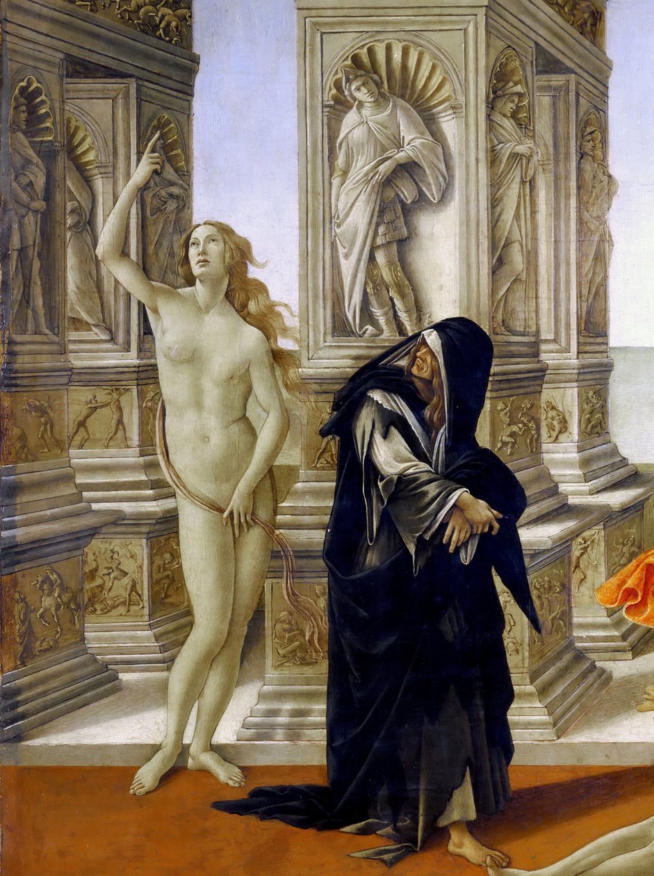 Oszczerstwo, szczegół autorstwa Sandro Botticelli
